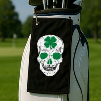 St Patrick's Day Clover Skull Golf Towel