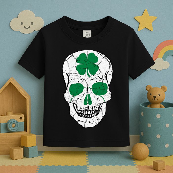 St Patrick's Day Clover Skull Toddler T-Shirt