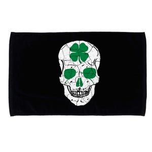 St Patrick's Day Clover Skull Microfiber Hand Towel