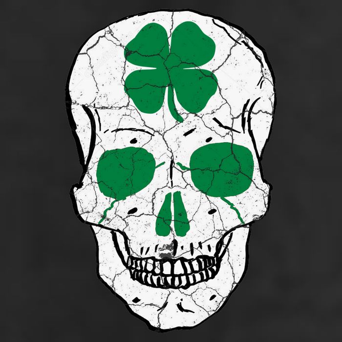 St Patrick's Day Clover Skull Microfiber Hand Towel