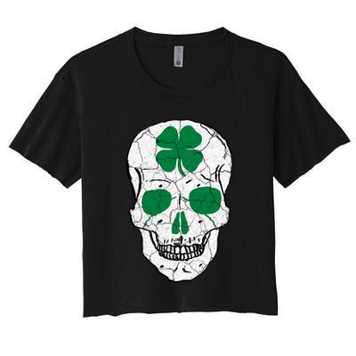 St Patrick's Day Clover Skull Crop Top