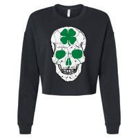 St Patrick's Day Clover Skull Cropped Pullover Crew