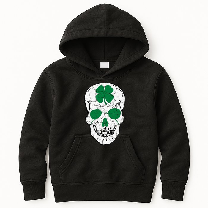St Patrick's Day Clover Skull Kids Hoodie