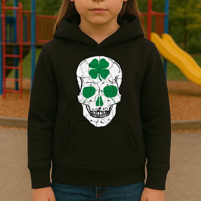 St Patrick's Day Clover Skull Kids Hoodie