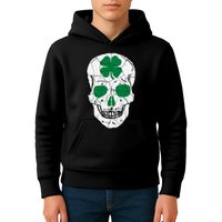 St Patrick's Day Clover Skull Kids Hoodie