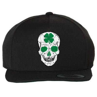 St Patrick's Day Clover Skull Wool Snapback Cap