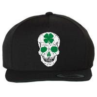 St Patrick's Day Clover Skull Wool Snapback Cap