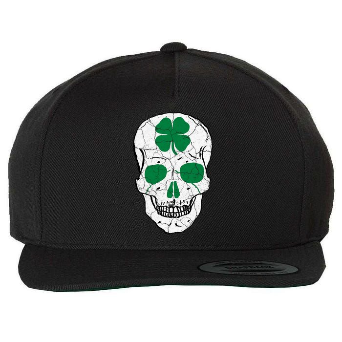 St Patrick's Day Clover Skull Wool Snapback Cap