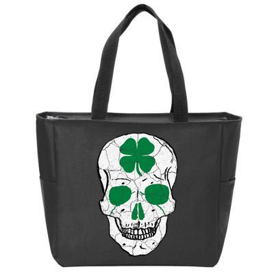 St Patrick's Day Clover Skull Zip Tote Bag