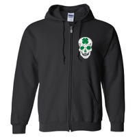 St Patrick's Day Clover Skull Full Zip Hoodie