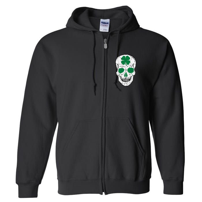 St Patrick's Day Clover Skull Full Zip Hoodie