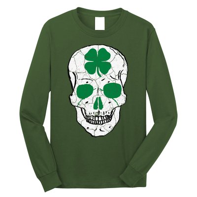 St Patrick's Day Clover Skull Long Sleeve Shirt