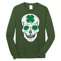 St Patrick's Day Clover Skull Long Sleeve Shirt