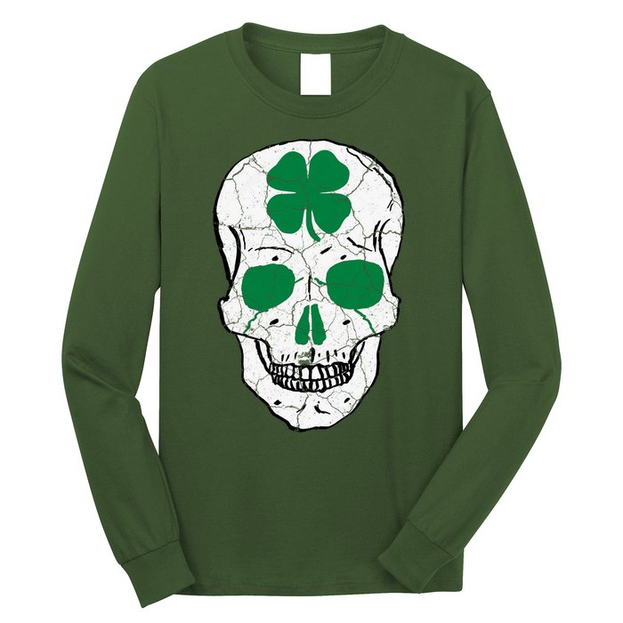 St Patrick's Day Clover Skull Long Sleeve Shirt