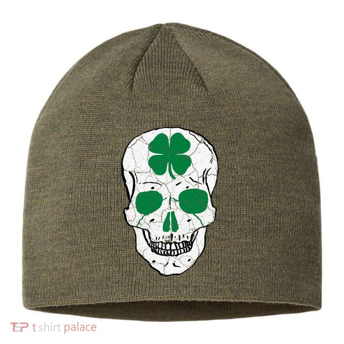 St Patrick's Day Clover Skull Sustainable Beanie