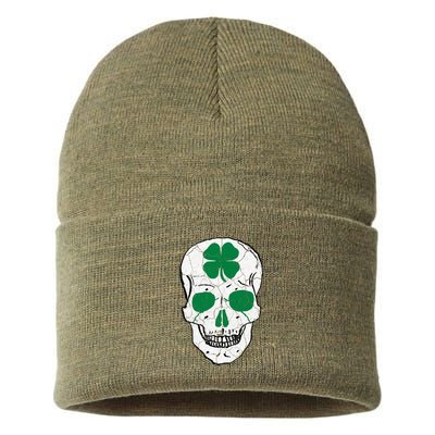St Patrick's Day Clover Skull Sustainable Knit Beanie