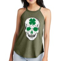 St Patrick's Day Clover Skull Women's Perfect Tri Rocker Tank