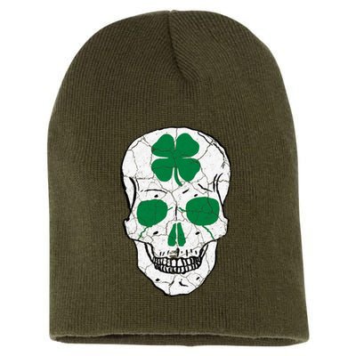 St Patrick's Day Clover Skull Short Acrylic Beanie