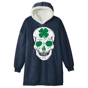 St Patrick's Day Clover Skull Hooded Wearable Blanket