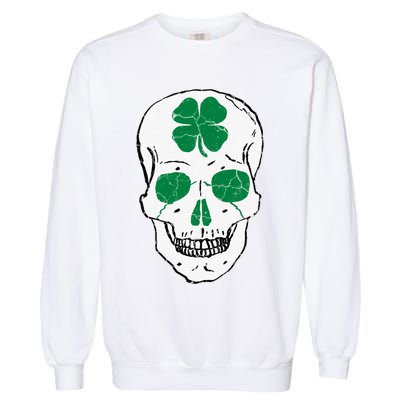 St Patrick's Day Clover Skull Garment-Dyed Sweatshirt