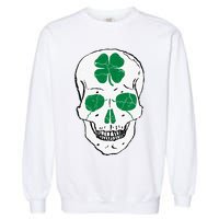 St Patrick's Day Clover Skull Garment-Dyed Sweatshirt