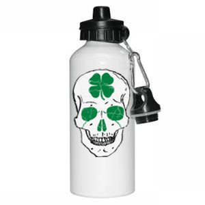 St Patrick's Day Clover Skull Aluminum Water Bottle