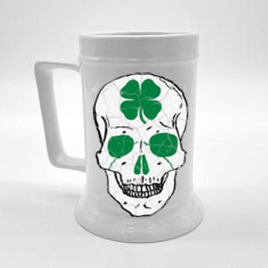 St Patrick's Day Clover Skull Beer Stein