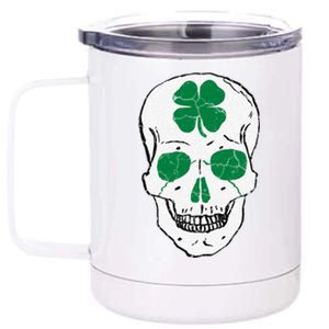 St Patrick's Day Clover Skull 12 oz Stainless Steel Tumbler Cup