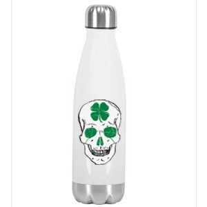 St Patrick's Day Clover Skull Stainless Steel Insulated Water Bottle