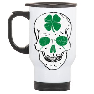 St Patrick's Day Clover Skull Stainless Steel Travel Mug