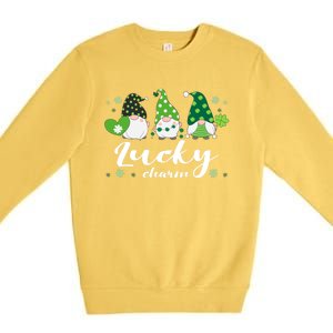 St Patricks Day Green Gnomes Irish Saying Gift Premium Crewneck Sweatshirt