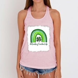 St Patricks Day Teacher Reading Teacher I'm The Luckiest Rea Cute Gift Women's Knotted Racerback Tank