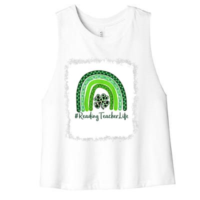 St Patricks Day Teacher Reading Teacher I'm The Luckiest Rea Cute Gift Women's Racerback Cropped Tank