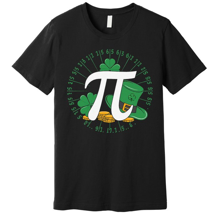 St Patricks Day Happy Pi Day Math Science Irish Shamrocks Premium T-Shirt