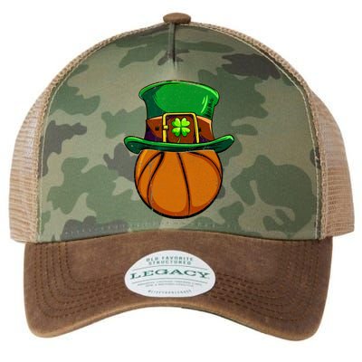 St Patricks Day Basketball Ball Irish Shamrock Gift Legacy Tie Dye Trucker Hat