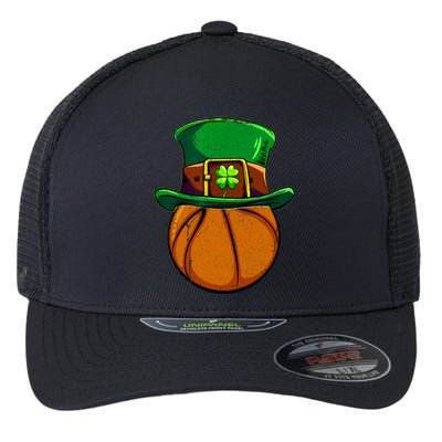 St Patricks Day Basketball Ball Irish Shamrock Gift Flexfit Unipanel Trucker Cap