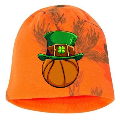 St Patricks Day Basketball Ball Irish Shamrock Gift Kati - Camo Knit Beanie