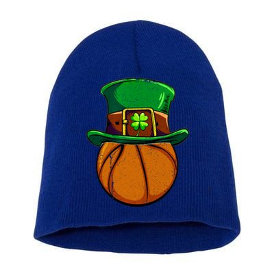 St Patricks Day Basketball Ball Irish Shamrock Gift Short Acrylic Beanie