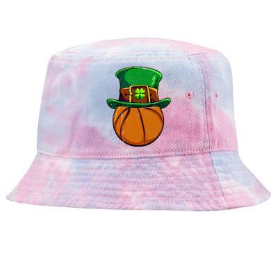 St Patricks Day Basketball Ball Irish Shamrock Gift Tie-Dyed Bucket Hat