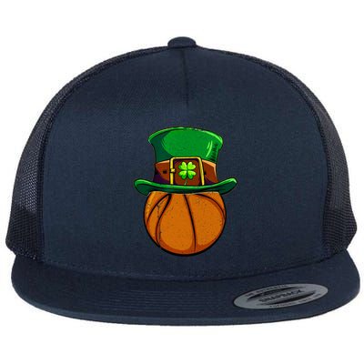 St Patricks Day Basketball Ball Irish Shamrock Gift Flat Bill Trucker Hat