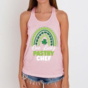 St Patricks Day One Lucky Pastry Chef Cool Gift Women's Knotted Racerback Tank