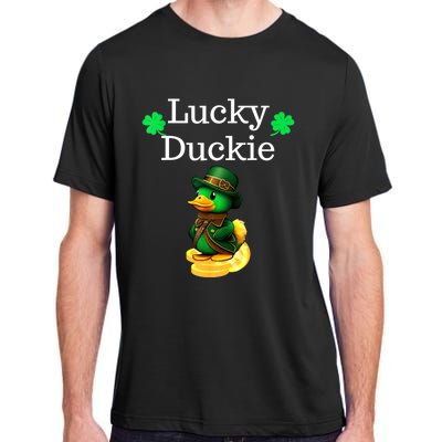 St Patrick's Day Lucky Duckie Retro Teacher Adult ChromaSoft Performance T-Shirt