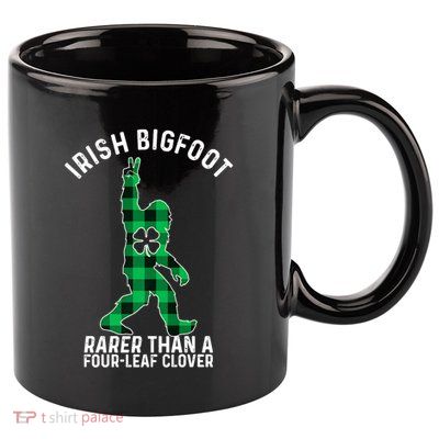 St Patricks Day Irish Bigfoot Sasquatch Saint Paddy's Clover Premium 11oz C Handle Ceramic Mug