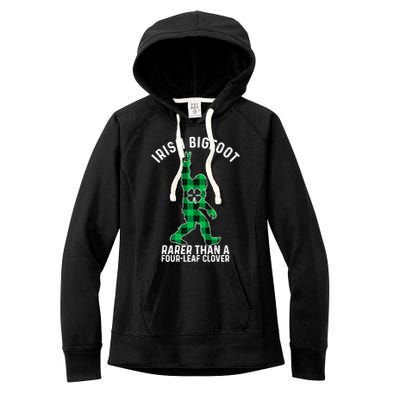 St Patricks Day Irish Bigfoot Sasquatch Saint Paddy's Clover Premium Women's Fleece Hoodie