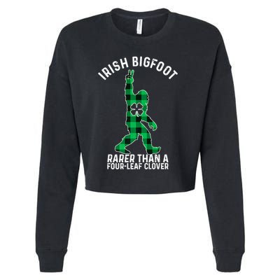St Patricks Day Irish Bigfoot Sasquatch Saint Paddy's Clover Premium Cropped Pullover Crew