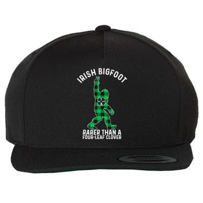 St Patricks Day Irish Bigfoot Sasquatch Saint Paddy's Clover Premium Wool Snapback Cap