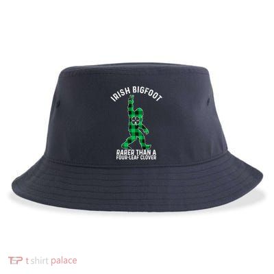 St Patricks Day Irish Bigfoot Sasquatch Saint Paddy's Clover Premium Sustainable Bucket Hat