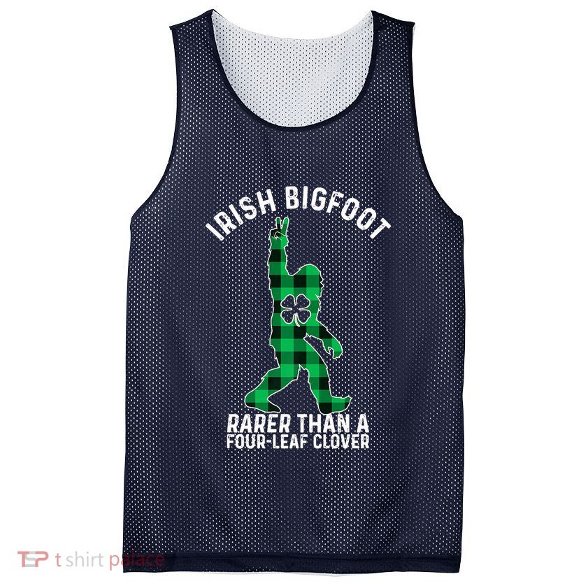 St Patricks Day Irish Bigfoot Sasquatch Saint Paddy's Clover Premium Mesh Reversible Basketball Jersey Tank