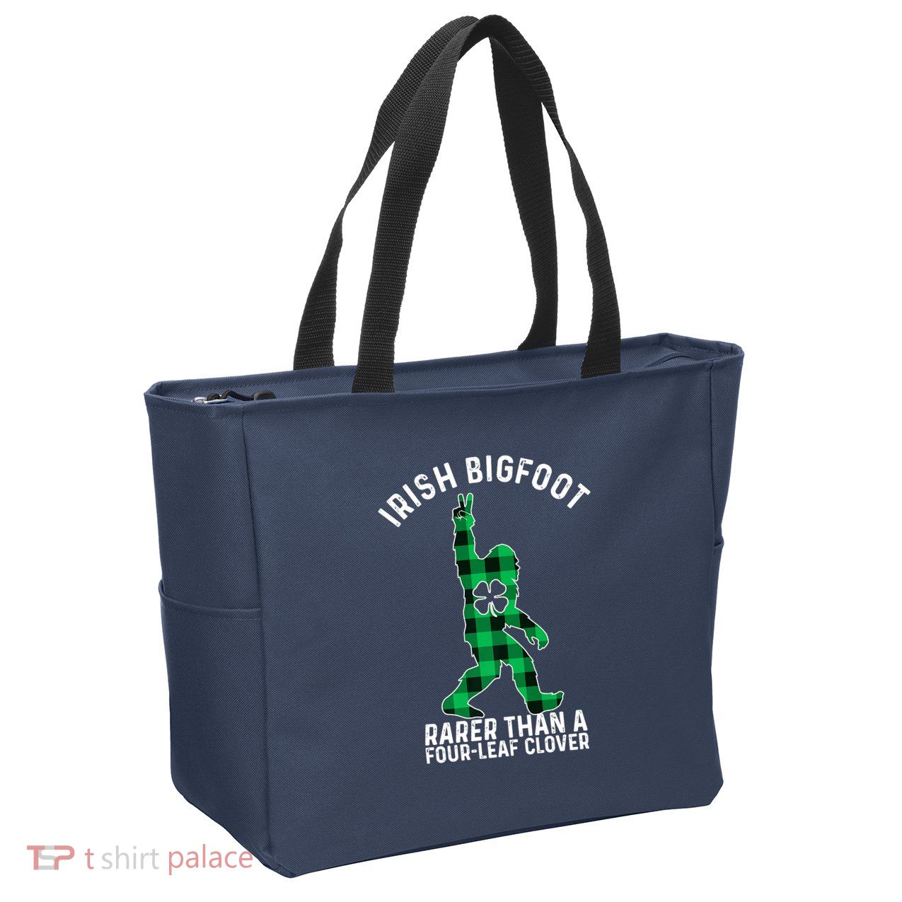 St Patricks Day Irish Bigfoot Sasquatch Saint Paddy's Clover Premium Zip Tote Bag
