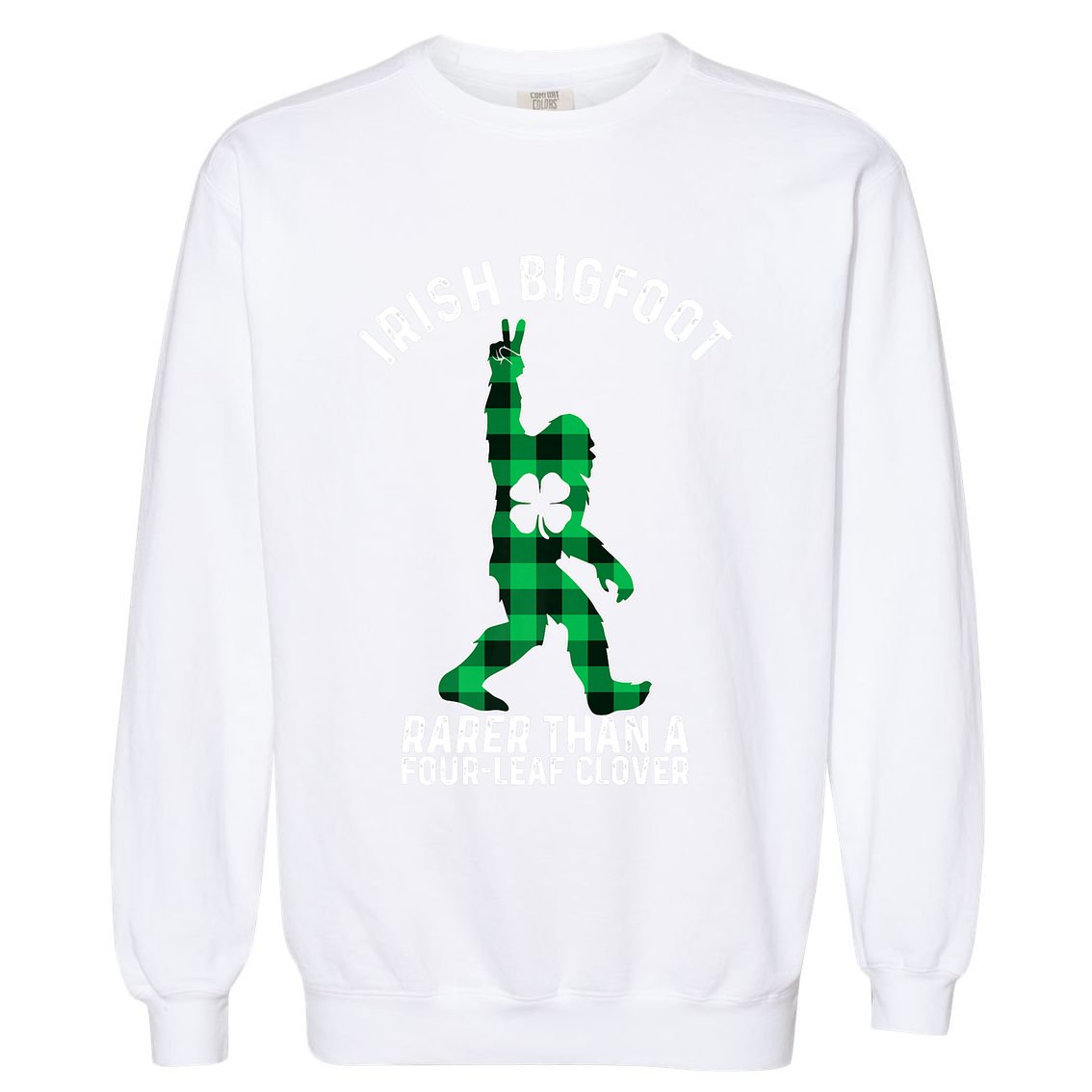 St Patricks Day Irish Bigfoot Sasquatch Saint Paddy's Clover Premium Garment-Dyed Sweatshirt